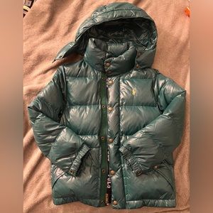Polo water-repellent hooded down coat